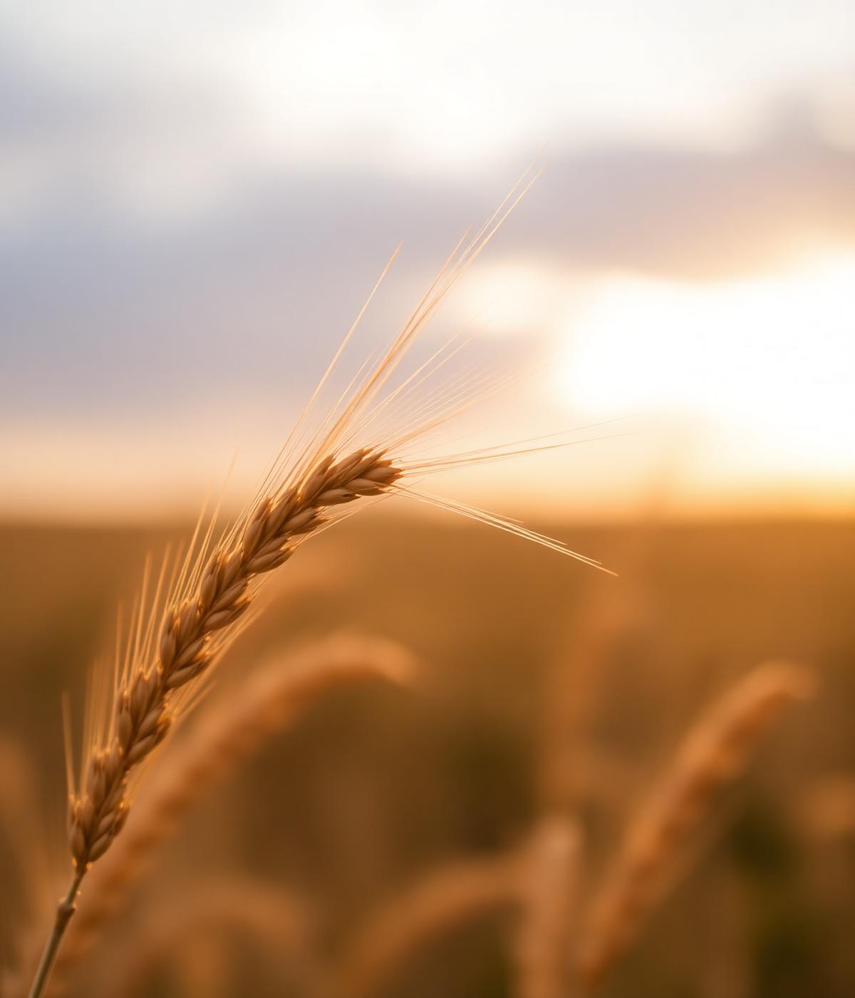 Single stalk of wheat at golden hour